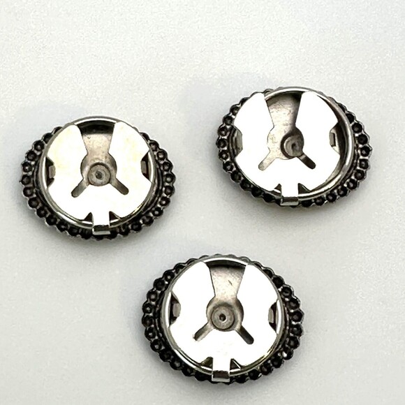 Vintage Southwest Silver Tone Button Covers Enamel Work Lot of 3 Oval Aztec - Picture 5 of 5